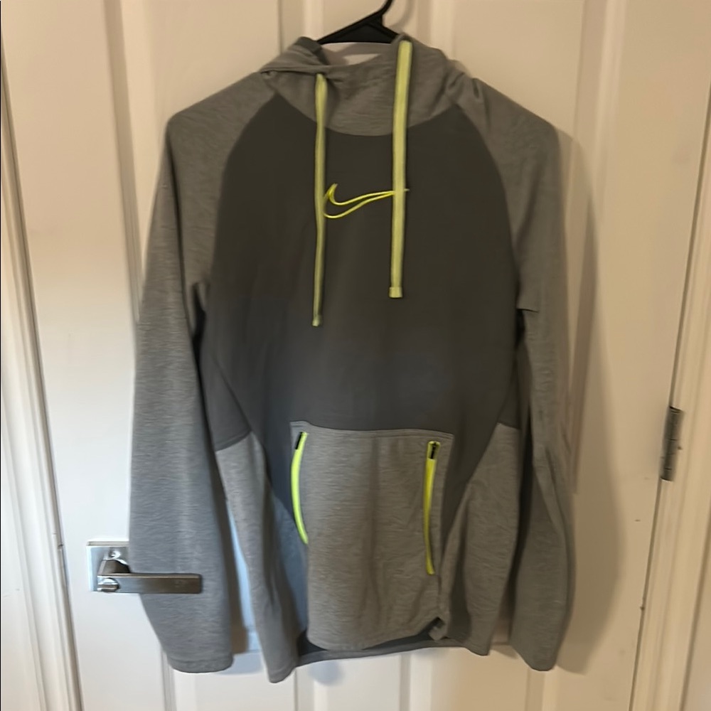 Nike Two-Tone Gray Hoodie with Neon Accents